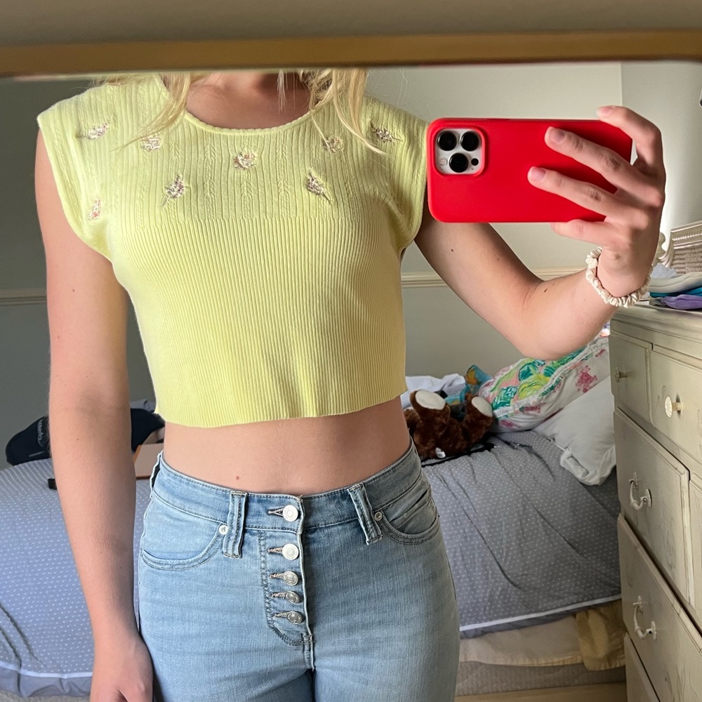 Yellow free people sweater top